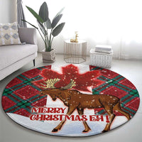 Canadian Christmas - Moose and Maple Retro Style Round Carpet