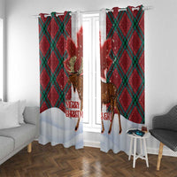 Canadian Christmas - Moose and Maple Retro Style Window Curtain LT03 With Grommets Red - Polynesian Pride