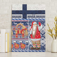 Yule Goat Joulupukki Finnish Christmas Canvas Wall Art Scandinavian Pattern LT03 Without Frame Blue - Polynesian Pride