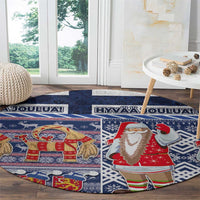 Yule Goat Joulupukki Finnish Christmas Round Carpet Scandinavian Pattern