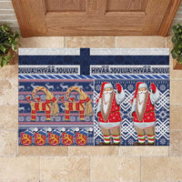 Yule Goat Joulupukki Finnish Christmas Rubber Doormat Scandinavian Pattern LT03 Blue - Polynesian Pride