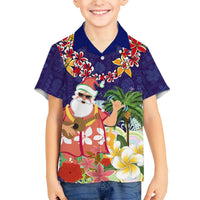 Hawaii Honu Mele Kalikimaka Hawaiian Shirt Santa Tropical Flower Aloha Summer Blue Version LT03 - Polynesian Pride