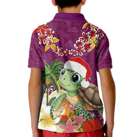 Hawaii Honu Mele Kalikimaka Kid Polo Shirt Santa Tropical Flower Aloha Summer Pink Version LT03 - Polynesian Pride