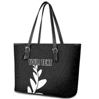 Personalised New Zealand Canoeing Special Jersey Leather Tote Bag LT03 - Polynesian Pride