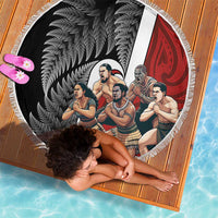 New Zealand Te Matatini Beach Blanket Kapa Haka and Silver Fern - Maori Art Pattern LT03 - Polynesian Pride