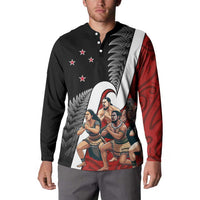 New Zealand Te Matatini Button Sweatshirt Kapa Haka and Silver Fern - Maori Art Pattern LT03 - Polynesian Pride