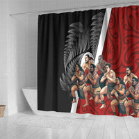 New Zealand Te Matatini Shower Curtain Kapa Haka and Silver Fern - Maori Art Pattern