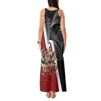 New Zealand Te Matatini Tank Maxi Dress Kapa Haka and Silver Fern - Maori Art Pattern