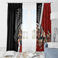 New Zealand Te Matatini Window Curtain Kapa Haka and Silver Fern - Maori Art Pattern LT03 - Polynesian Pride