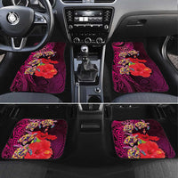 Pasifika Festival Car Mats Plumeria Turtles with Hibiscus - Polynesian Art Tattoo Pink Color LT03 Set 4pcs Pink - Polynesian Pride