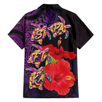 Pasifika Festival Family Matching Tank Maxi Dress and Hawaiian Shirt Plumeria Turtles with Hibiscus - Polynesian Art Tattoo Purple Color