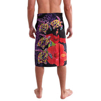 Pasifika Festival Lavalava Plumeria Turtles with Hibiscus - Polynesian Art Tattoo Purple Color