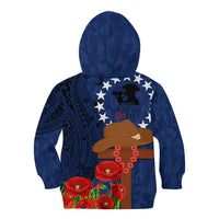 Cook Island ANZAC Day Kid Hoodie Soldier Paying Respect We Shall Remember Them LT03 - Polynesian Pride