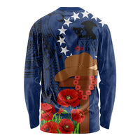 Cook Island ANZAC Day Long Sleeve Shirt Soldier Paying Respect We Shall Remember Them LT03 - Polynesian Pride