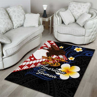 American Samoa Flag Day Area Rug Polynesian Tatau Art and Plumeria