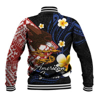 American Samoa Flag Day Baseball Jacket Polynesian Tatau Art and Plumeria