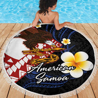 American Samoa Flag Day Beach Blanket Polynesian Tatau Art and Plumeria