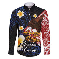 American Samoa Flag Day Family Matching Long Sleeve Bodycon Dress and Hawaiian Shirt Polynesian Tatau Art and Plumeria