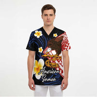 American Samoa Flag Day Scrub Top Polynesian Tatau Art and Plumeria LT03 - Polynesian Pride