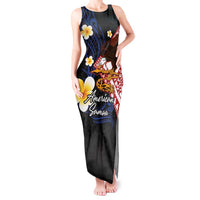 American Samoa Flag Day Tank Maxi Dress Polynesian Tatau Art and Plumeria