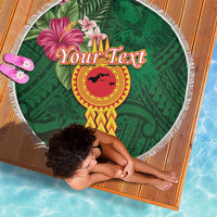 Personalised Manuʻa Islands Beach Blanket Polynesian Style with Rooster Tattoo and Tropical Plants LT03 - Polynesian Pride