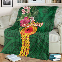 Personalised Manuʻa Islands Blanket Polynesian Style with Rooster Tattoo and Tropical Plants LT03 - Polynesian Pride