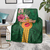 Personalised Manuʻa Islands Blanket Polynesian Style with Rooster Tattoo and Tropical Plants LT03 - Polynesian Pride