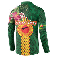 Personalised Manuʻa Islands Button Sweatshirt Polynesian Style with Rooster Tattoo and Tropical Plants LT03 - Polynesian Pride