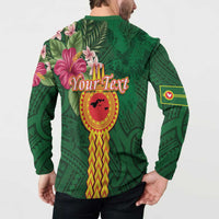 Personalised Manuʻa Islands Button Sweatshirt Polynesian Style with Rooster Tattoo and Tropical Plants LT03 - Polynesian Pride
