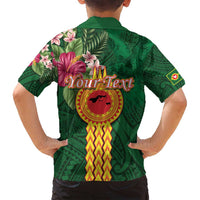 Manuʻa Islands Family Matching Long Sleeve Bodycon Dress and Hawaiian Shirt Polynesian Style with Rooster Tattoo and Tropical Plants