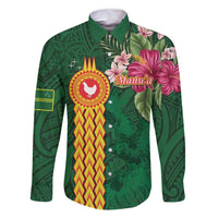 Manuʻa Islands Family Matching Mermaid Dress and Hawaiian Shirt Polynesian Style with Rooster Tattoo and Tropical Plants