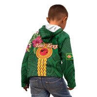 Manuʻa Islands Kid Hoodie Polynesian Style with Rooster Tattoo and Tropical Plants