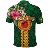 Manuʻa Islands Polo Shirt Polynesian Style with Rooster Tattoo and Tropical Plants