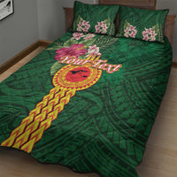 Personalised Manuʻa Islands Quilt Bed Set Polynesian Style with Rooster Tattoo and Tropical Plants LT03 - Polynesian Pride