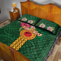 Personalised Manuʻa Islands Quilt Bed Set Polynesian Style with Rooster Tattoo and Tropical Plants LT03 - Polynesian Pride