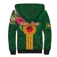 Personalised Manuʻa Islands Sherpa Hoodie Polynesian Style with Rooster Tattoo and Tropical Plants LT03 - Polynesian Pride