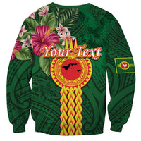 Personalised Manuʻa Islands Sweatshirt Polynesian Style with Rooster Tattoo and Tropical Plants LT03 - Polynesian Pride