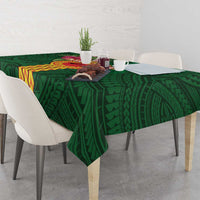 Personalised Manuʻa Islands Tablecloth Polynesian Style with Rooster Tattoo and Tropical Plants LT03 - Polynesian Pride