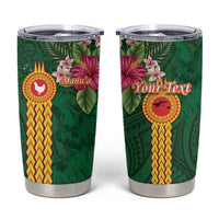 Personalised Manuʻa Tumbler Cup Polynesian Style with Rooster Tattoo and Tropical Plants LT03 Green - Polynesian Pride