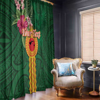 Personalised Manuʻa Islands Window Curtain Polynesian Style with Rooster Tattoo and Tropical Plants LT03 - Polynesian Pride