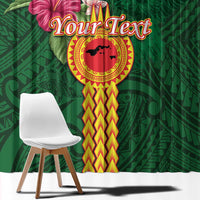 Personalised Manuʻa Islands Window Curtain Polynesian Style with Rooster Tattoo and Tropical Plants LT03 - Polynesian Pride