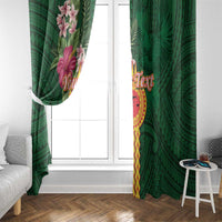 Personalised Manuʻa Islands Window Curtain Polynesian Style with Rooster Tattoo and Tropical Plants LT03 - Polynesian Pride