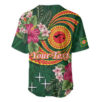 Manuʻa Islands Baseball Jersey Polynesian Art Tattoo Style and Tropical Plants