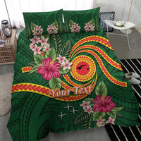 Manuʻa Islands Bedding Set Polynesian Art Tattoo Style and Tropical Plants