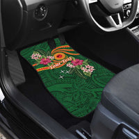 Personalised Manuʻa Islands Car Mats Polynesian Art Tattoo Style and Tropical Plants LT03 - Polynesian Pride
