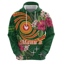 Manuʻa Islands Hoodie Polynesian Art Tattoo Style and Tropical Plants