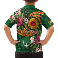 Manuʻa Islands Kid Hawaiian Shirt Polynesian Art Tattoo Style and Tropical Plants