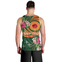 Personalised Manuʻa Islands Men Tank Top Polynesian Art Tattoo Style and Tropical Plants LT03 - Polynesian Pride