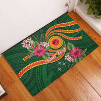 Personalised Manuʻa Islands Rubber Doormat Polynesian Art Tattoo Style and Tropical Plants LT03 - Polynesian Pride