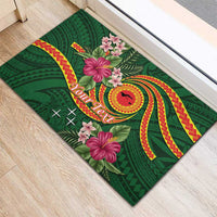 Personalised Manuʻa Islands Rubber Doormat Polynesian Art Tattoo Style and Tropical Plants LT03 - Polynesian Pride